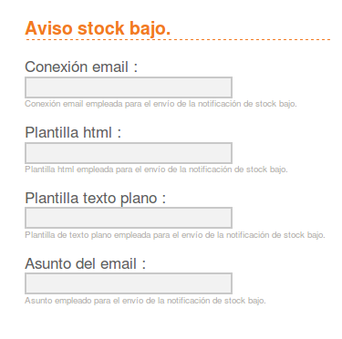 aviso stock bajo