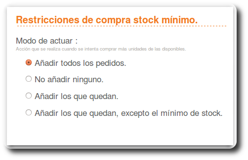 restricción de stock